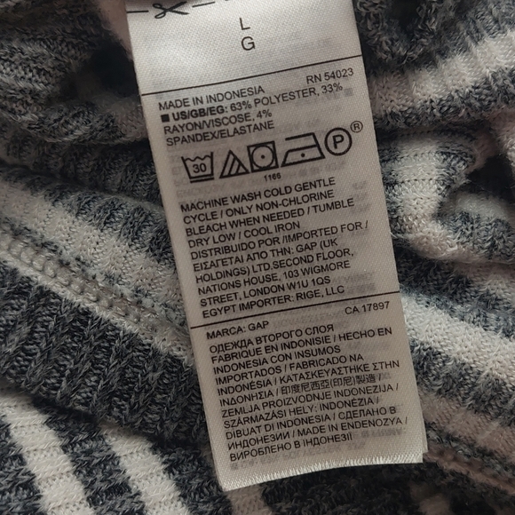 Gap Women's Size Large Sweater Dress Large V Neck Sleeveless Striped Gray White - Picture 4 of 5